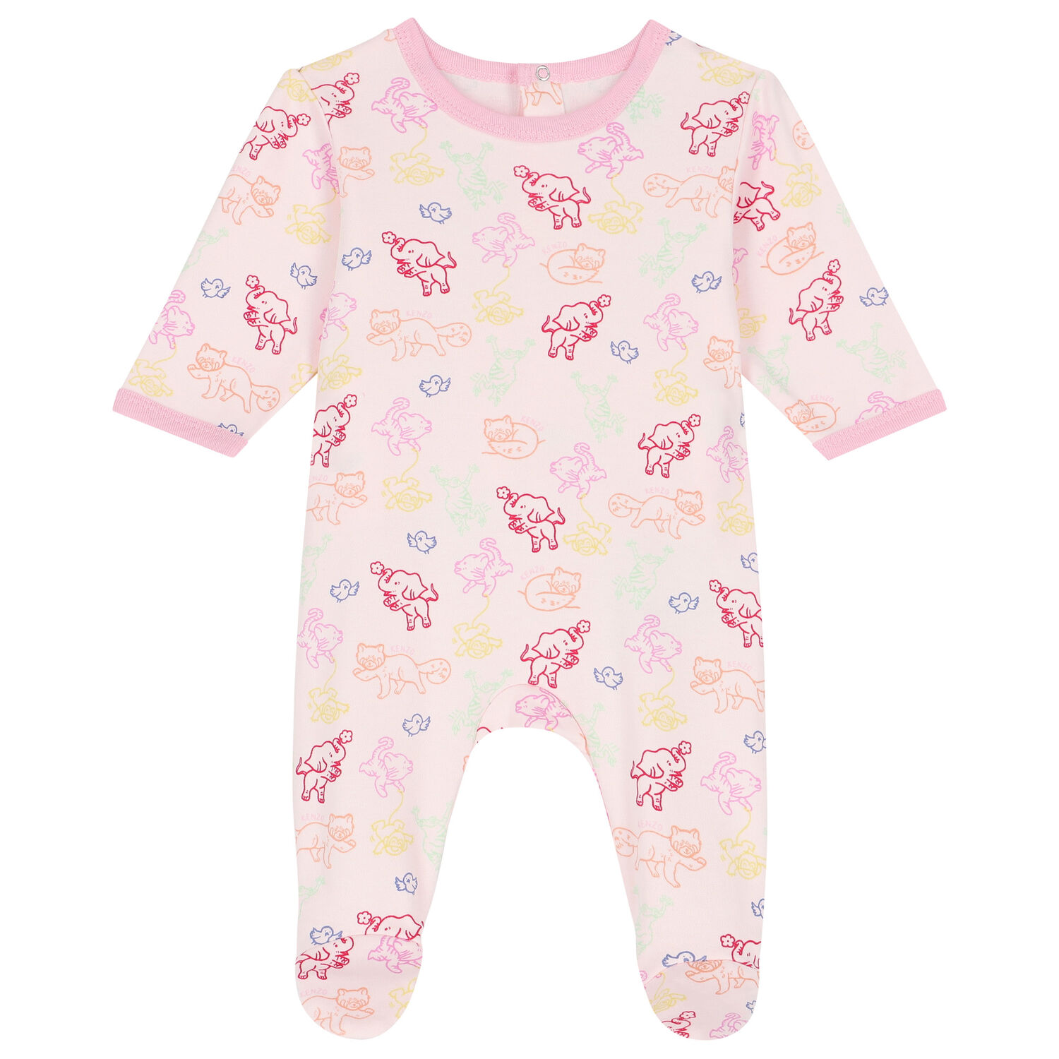 Baby Girls Pink Logo & Animals Babygrows Gift Set, 1, hi-res